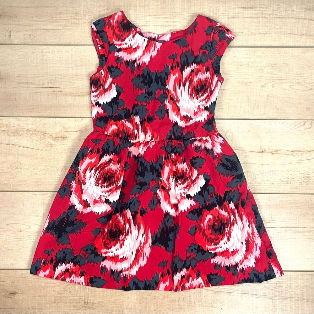 Gap Girls Flower Roses Dress - Red and Black Size 8